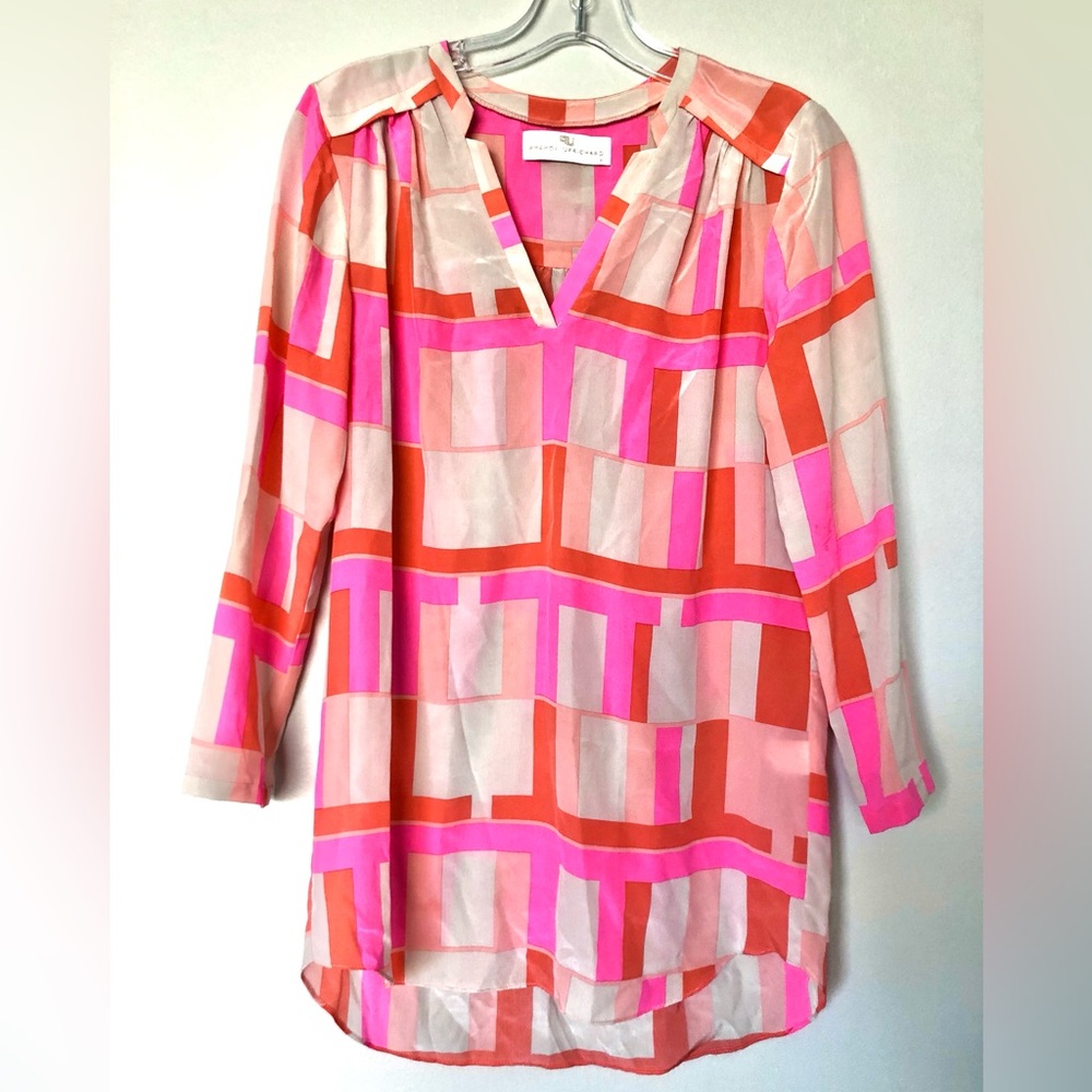 Amanda Uprichard Silk Top Color Block Size Small